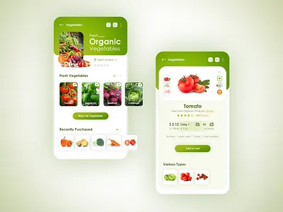 Organic Product App - Clean Design android branding clean design corporate design icon illustration ios logo mobile app mobile application product details product list view ui uiux ux