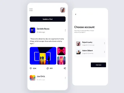 Social Media account app daily ui design media minimal social ui ux