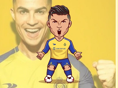 Ronaldo Al Nassr🧑🏻⚽ al nassr club ball cartoon champion character cr7 cristiano ronaldo cute football illustration logo mascot people player ronaldo saudi arabia shoes soccer sports world cup