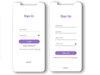 Simple Sign In & Sign Up Mobile UI Design animation app design application coffee website construction design flat icon illustration mobile app design music music app musician page design shopify store shopping app typography ui ux web