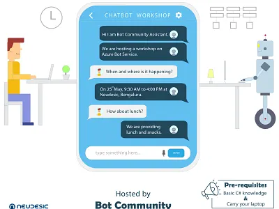 Chatbot Workshop at Neudesic. adobe illustrator design illustration illustrator lettering minimal poster poster design typography vector