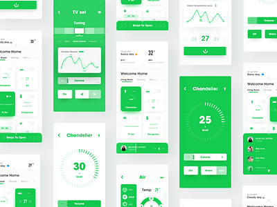 Intelligent home intelligent control-Smart Home-4 app design green music smart home ui ux