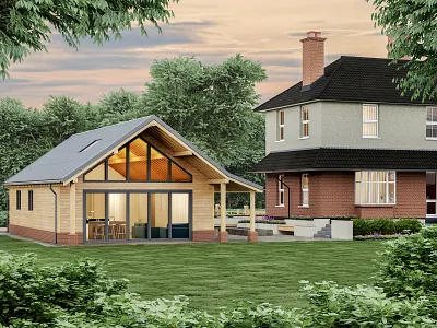 render exterior house in Britain 3d art 3d visualization 3dsmax coronarender design exterior exterior design garden house house illustration landscape wood