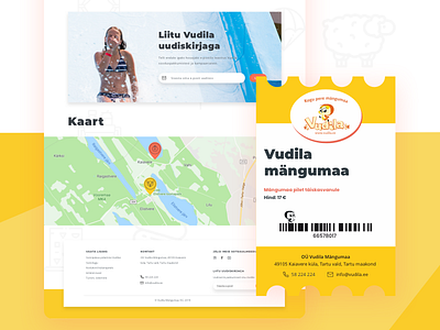 Grab a ticket! amusement park barcode brand bright clean colorful design footer landing location map minimal online pointer print ticket ui ux web yellow