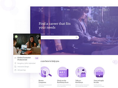 Koolkanya 1 cards colour exposure illustration landing page layout ui