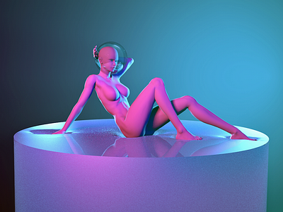pinky2 3d 3d art body c4d c4dart cgi character cinema4d design female girl illustration modeling people pink render sexy girl space