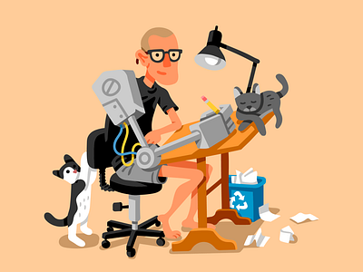 New and Improved bionic arm cats illustration vector vector illustration