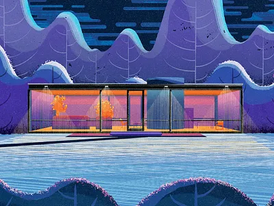 Glass House arch architect architectural architecture digillo glass house illustration illustrator light photoshop procreate trees