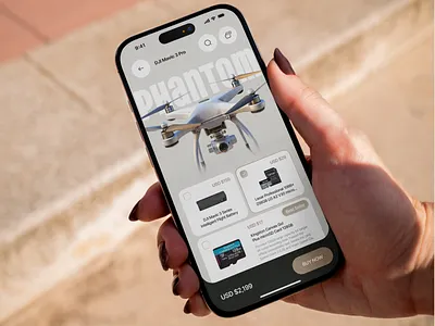 Drone shop - mobile app 4k air app buy control design drone ecommerce flight fly ios mobile mobile app recording shop store ui ui design ux video