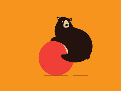 Bear and ball (2) ball bear design illustration orange symbol