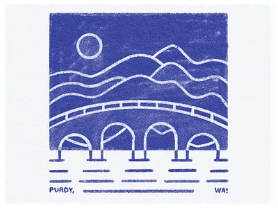Purdy Water bridge halftone landscape procreate puget sound rolling hills texture washington state
