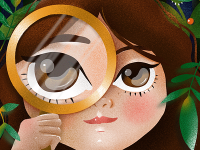 Seek digital elena greta eyes illustration looking glass magnifier plants portrait procreate seek small