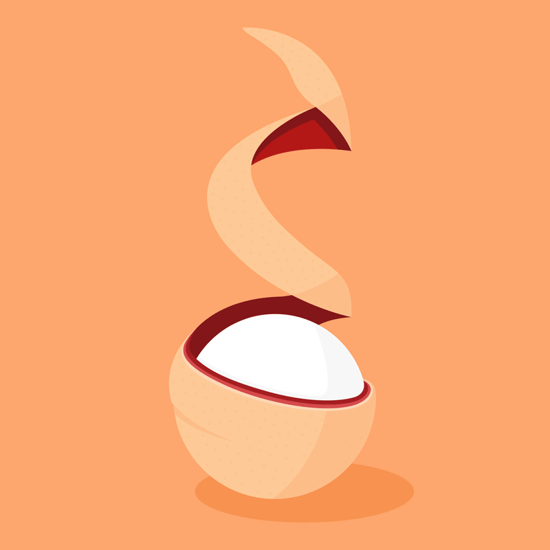 Keep your eyes peeled animation for illustrators eye roll gif illustration micro animation orange illustration orange peel pun pun gif