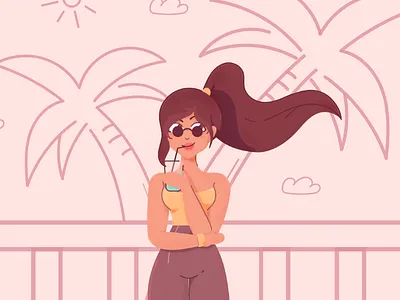 Luna beach pink latina girl woman