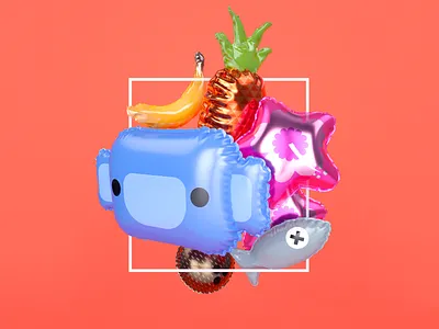 party balloons 3d c4d cinema4d design hawaiian illustration octane tropical wumpus