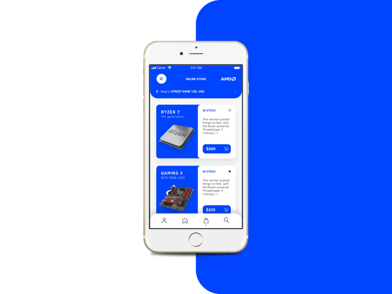 AMD Online Store App - Concept Design app clean design grid interaction layout minimal mockup typography ui ux