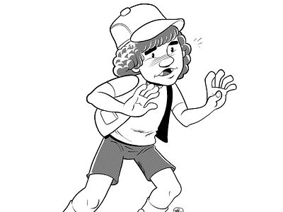 Dustin art black and white comics inks manga stranger things