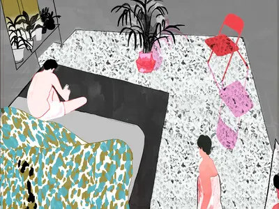 Bedroom art comic design draw drawing illustration paint print
