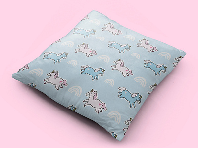 Unicorns Pattern - Pillow art cartoon character colourful cute design graphic design illustration illustration art illustrator ilustracion ilustración love mockup pattern pattern design pillow pink unicorn unicorns