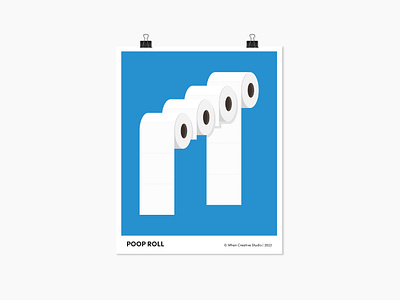 Poop Roll art print bathroom art blue illustration comedy illustration illustration illustrative typography poop toilet humour toilet roll