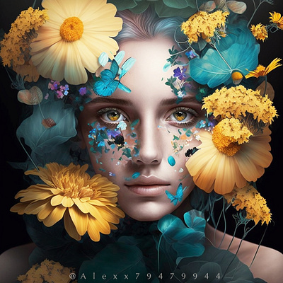 Floral Girl No. 003 3d 3dart 3dillustration aiart aiartwork beauty character characterdesign fashion femaleportrait floral girl illustration painting portrait surreal surrealart surrealartist surrealism woman