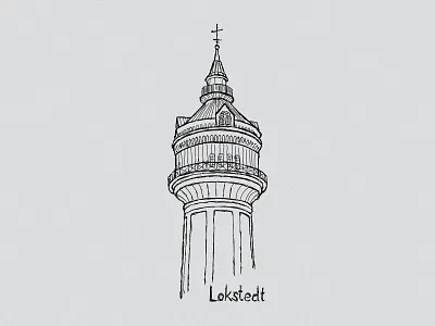 Sketch: Lokstedt water tower building city design hamburg illustration lokstedt sketch tower vector