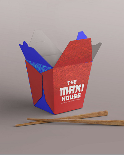 'The Maki House' Takeout Box Mockup brand identity branding design graphic design illustration logo mockup restaurantbrand takeoutmockup