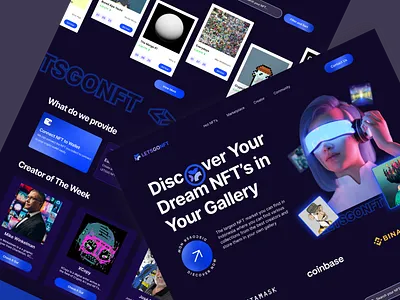 LETSGONFT - NFT Market Landing Page app branding clean design illustration landing page marketplace nft nft landing page nfts product design service ui uiux user experience user interface userinterface ux web design webdesign