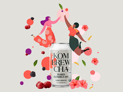 Berry & hibiscus flavor art direction illustraion
