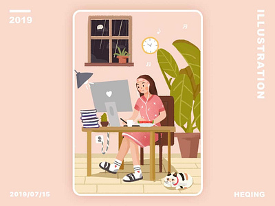 Work time design dribbble illustration ui