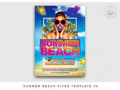 Summer Beach Flyer Template V4 bash beach club exotic flat design flyer holidays island ocean party party poster sea sexy spring spring break summer sun template tropical vacation