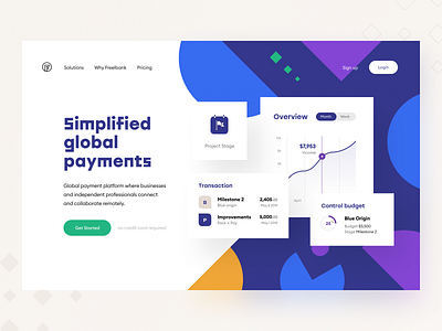 Freelancers’ Bank 🎯Header breakdown budget dashboard data finance fintech freelance freelancer landing page milestones page payment payments product page progress projects status web web design web page