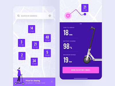 Scooter sharing mobile app app concept design illustration interface itcraft mobile scooter scootersharing sharing ui ux