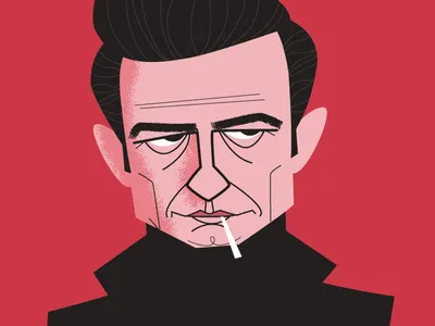 Johnny Cash adobe creative cloud adobe illustrator caricature cash country music diego riselli johnny cash man in black midcenturymodern retro rockabilly rockandroll vector vector illustration wacom cintiq