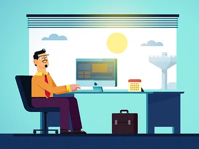 Busy @ work animation branding busy design explayin illustration india vector