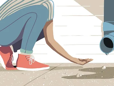 Hunting for Micrometeorites drainpipe editorial illustration illustration ipadpro meteorite procreate science