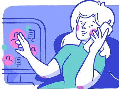 Contact Center Ai Innovation 02 art artificialintelligence branding center character contact corporate design drawing editorial illustration phone procreate space