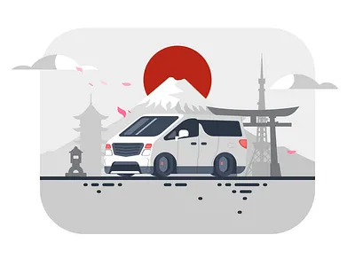 TOYOTA ALPHARD automobile car design flat illustration japan ui vector vehicle
