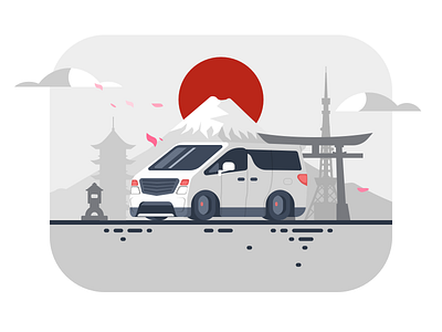 TOYOTA ALPHARD automobile car design flat illustration japan ui vector vehicle