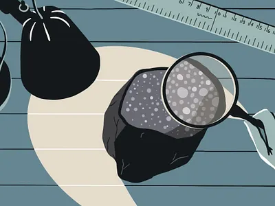 Meteorite desk illustraiton ipadpro lamp meteorite procreate ruler science