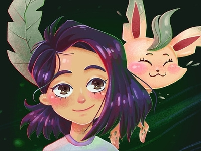 Girl with Pokemon anime art artist cartoon cgart character characterdesign cute cuteart digitalartist drawthisinyourstyle fanart fantasy illustration kawai magic pokemon