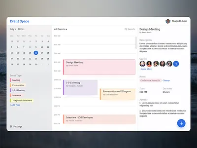 Event Booking Desktop App booking calendar desktopapp event minimal timeline uidesign