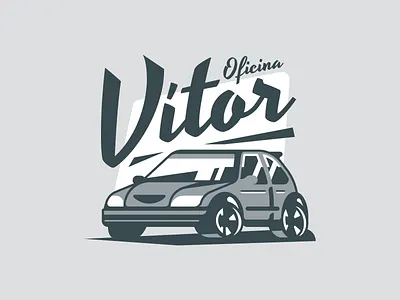 Vítor’s garage 🚘 badge car citroen design garage icon identity illustration logo mark retro saxo cup type typography