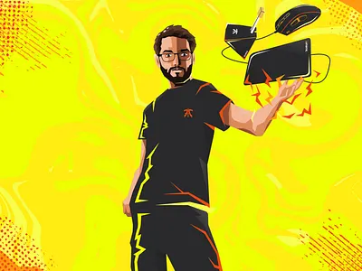 Fnatic League of Legends Player- Hylissang 2d character concept design esports flat gamer gaming graphic design illustration pop pop art portrait vector