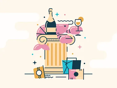 Started From the Bottom Now We Lobsters design finance flat illustration lifestyle creep lobster mimosa money sparkles takeout vector