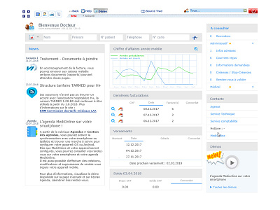 med home page intranet app entries ergonomic medical medionline multi tool portail tools ui design user interface