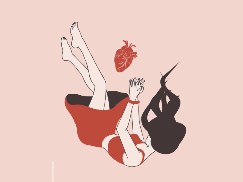 Falling in love 2d character animation art beautiful beautiful girl character clothes animation falling falling in love flat art girl hair animation heart i love you illustration legs love meaning motion design touching