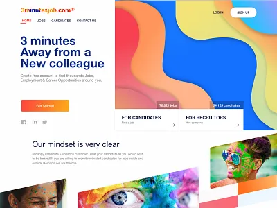 Colourful Job Portal - Landing Page branding college color design hire job landingpage people rainbow typography ui ux web website