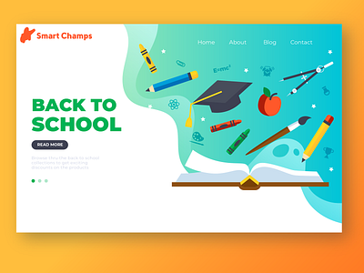Kids School Landing Page attractive colorful kids landing page minimal school sketch smart symbol ui ux