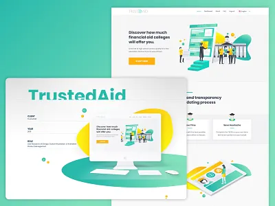 Students Landing Page animation app branding chart college design flat grants icon illustration logo minimal monitor ui ux vector web website